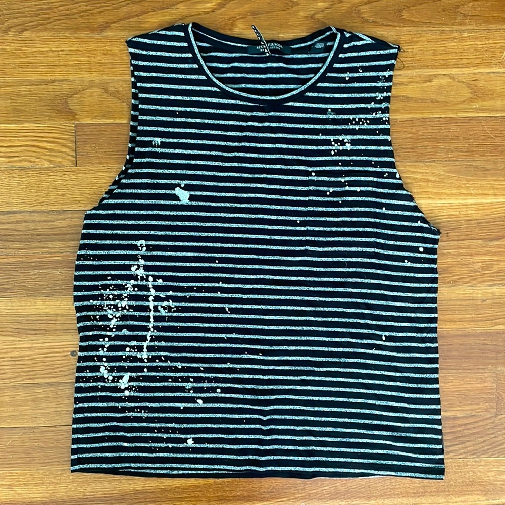 Scotch & Soda striped tank with metallic splatter